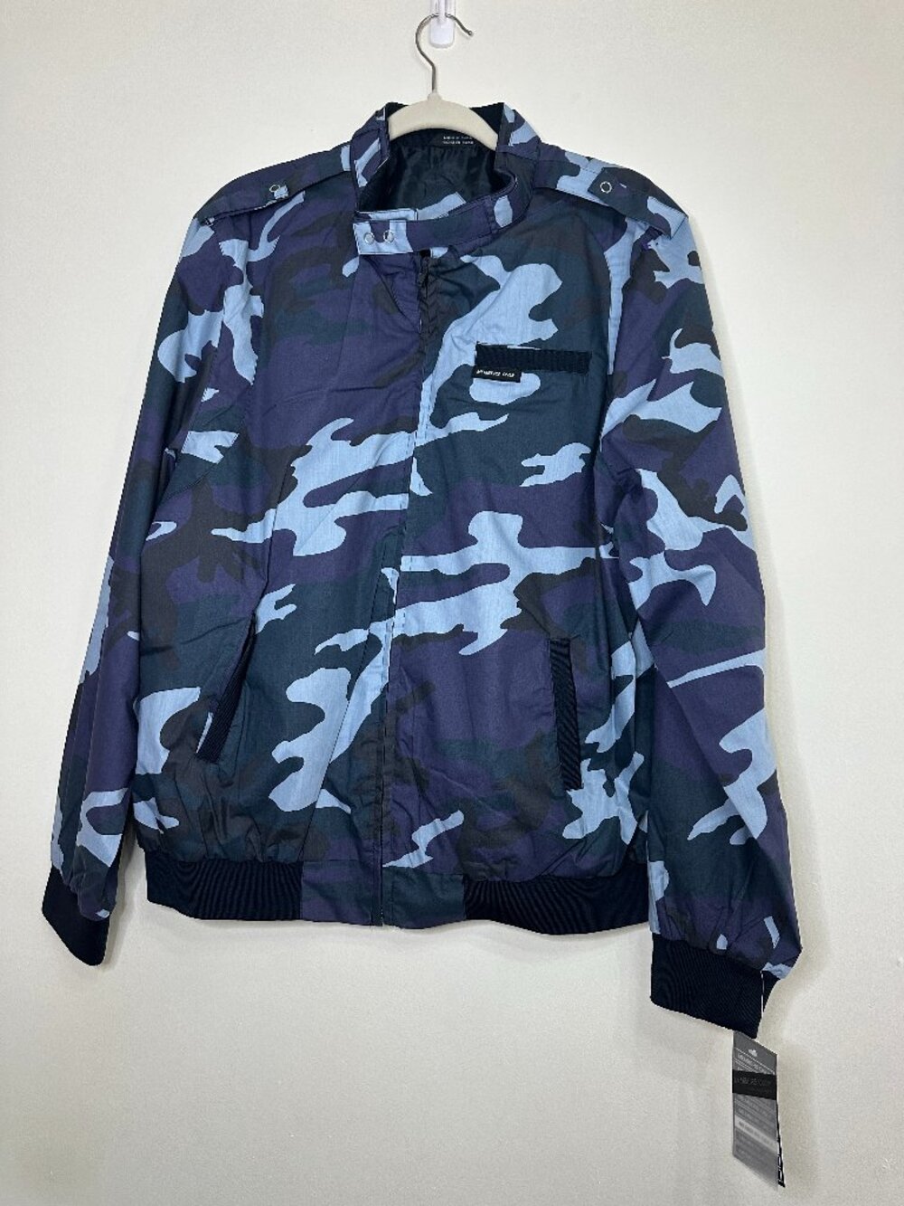 NWT Members Only Blue Camo Iconic Racer Jacket 2XL Camouflage Bomber Coat
